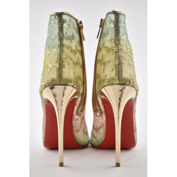 Christian Louboutin Nancy Bootie 100 Multicolor Glitter Mesh Pump Heel Boot 40 - Picture 11 of 12